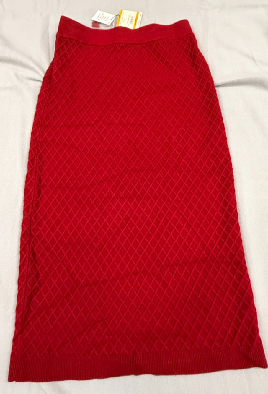 Anne Klein Red Diamond Knit Sweater Pencil Skirt Womens Small NWT $99